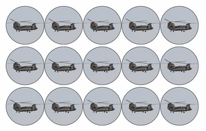 15 x CHINOOK MILITARY ARMY RAF HELICOPTER EDIBLE 4CM FAIRY CUP CAKE TOPPERS D1