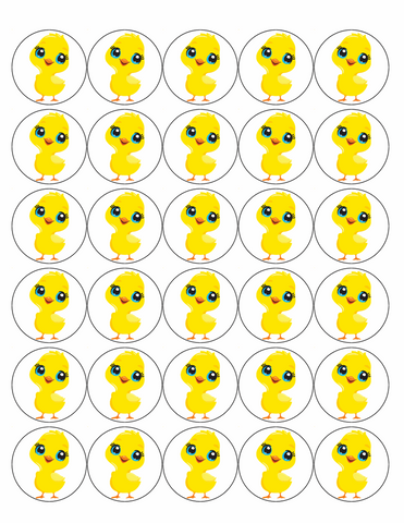 EASTER CHICK 30 x 4cm PREMIUM EDIBLE RICE PAPER ROUND CUP CAKE TOPPERS CUTE D35