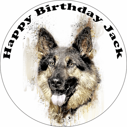 ALSATION GERMAN SHEPHERD DOG 7.5" PREMIUM Edible ICING Cake Topper CANINE D1