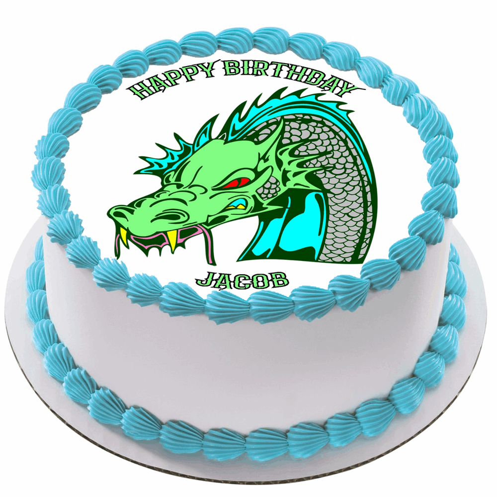 DRAGON 7.5" ROUND ICING EDIBLE PREMIUM CAKE TOPPER 19CM DIAMETRE MYTHICAL D3