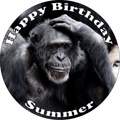 CHIMPANZEE 7.5" PREMIUM Edible ICING Cake Topper GREAT APE CHIMP Primates D2