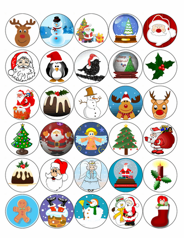 30 x MIXED PREMIUM CHRISTMAS EDIBLE FAIRY CUP CAKE TOPPERS XMAS D35