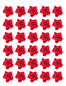 30x RED ROSE FLOWERS EDIBLE FLAT PREMIUM RICE PAPER CUP CAKE TOPPERS D1