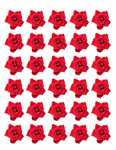 30x RED ROSE FLOWERS EDIBLE FLAT PREMIUM RICE PAPER CUP CAKE TOPPERS D1