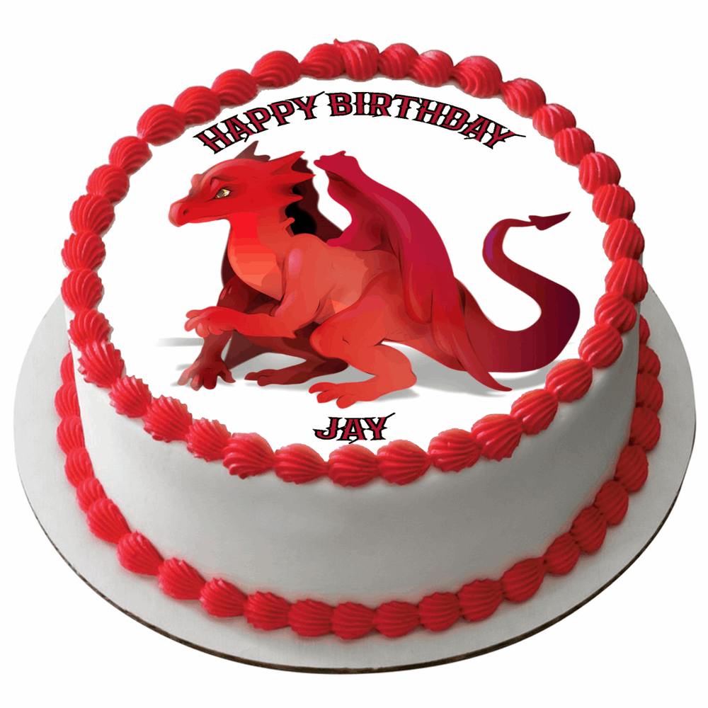 DRAGON 7.5" ROUND ICING EDIBLE PREMIUM CAKE TOPPER 19CM DIAMETRE MYTHICAL D2