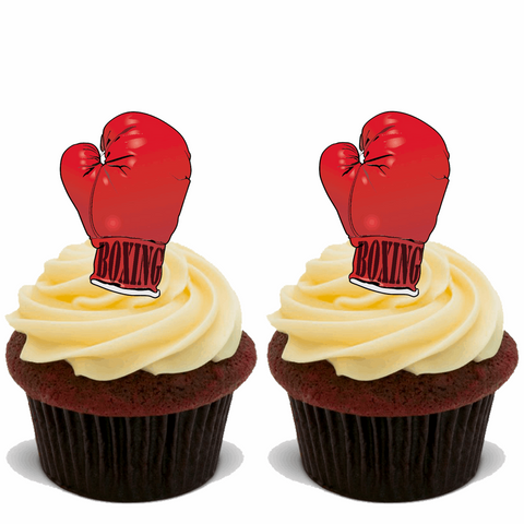 15x BOXING GLOVES Premium Edible Stand Up Rice Wafer Cup Cake Toppers D1