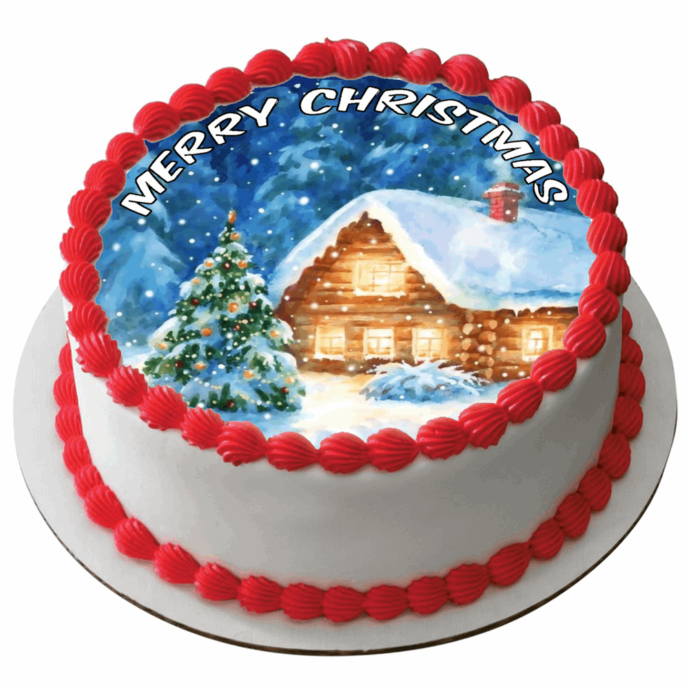 Edible Christmas Rice Paper Cake Topper Decoration 7.5