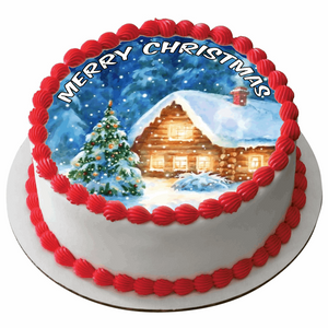 Edible Christmas Rice Paper Cake Topper Decoration 7.5" round D19