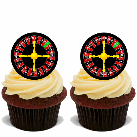 15x ROULETTE CASINO GAME Premium Edible Stand Up Rice Wafer Cup Cake Toppers D2