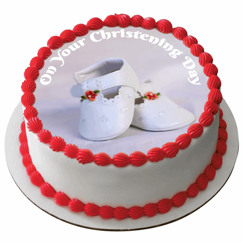 CHRISTENING 7.5" ROUND ICING EDIBLE PREMIUM CAKE TOPPER 19CM DIAMETRE D1