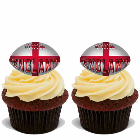15x ENGLAND RUGBY BALLS Premium Edible Stand Up Rice Wafer Cake Toppers D1 BALL
