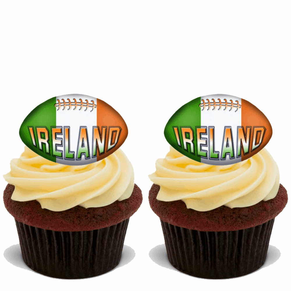 15x IRISH RUGBY BALLS Premium Edible Stand Up Rice Wafer Cake Toppers ...