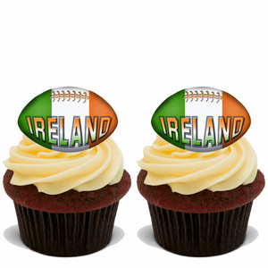 15x IRISH RUGBY BALLS Premium Edible Stand Up Rice Wafer Cake Toppers D1 IRELAND