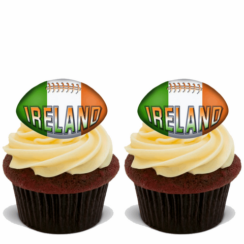 15x IRISH RUGBY BALLS Premium Edible Stand Up Rice Wafer Cake Toppers D1 IRELAND
