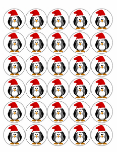 30 x PREMIUM PENGUIN EMOJI CHRISTMAS EDIBLE FAIRY CUP CAKE TOPPERS XMAS D30