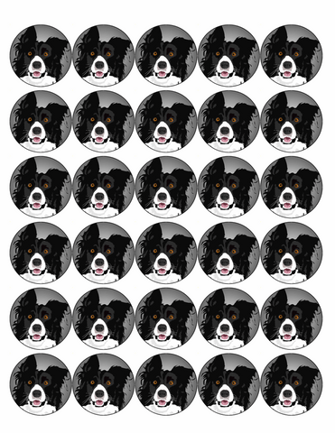 COLLIE DOG 30 x 4cm PREMIUM EDIBLE RICE PAPER ROUND CUP CAKE TOPPERS D1