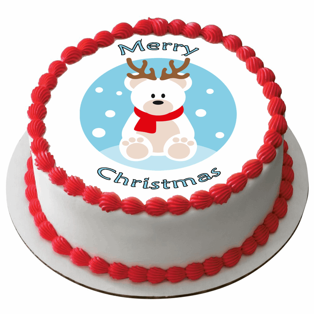 Edible Christmas Rice Paper Cake Topper Decoration 7.5" round D28