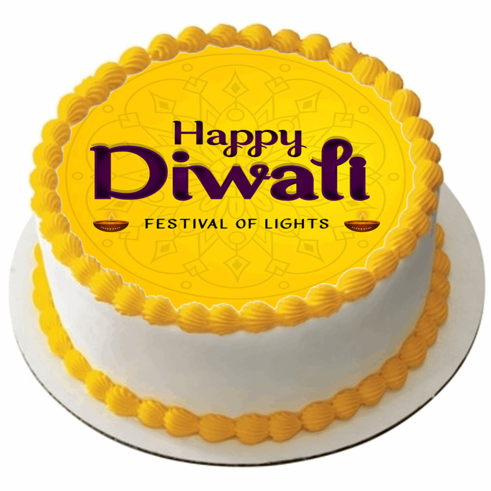 DIWALI 7.5" ROUND ICING EDIBLE PREMIUM CAKE TOPPER 19CM DIAMETRE D2