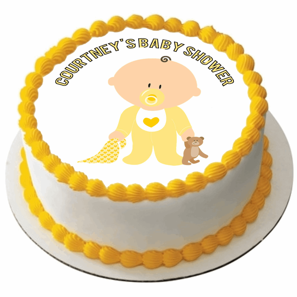 BABY SHOWER 7.5" ROUND ICING EDIBLE PREMIUM CAKE TOPPER 19CM DIAMETRE D5