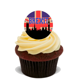 30x BREXIT STAND UP PREMIUM EDIBLE RICE CARD FLAT  Cup Cake Toppers UK EU D3