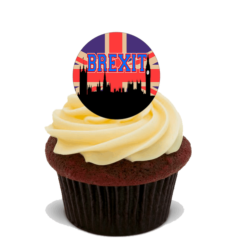 30x BREXIT STAND UP PREMIUM EDIBLE RICE CARD FLAT  Cup Cake Toppers UK EU D3