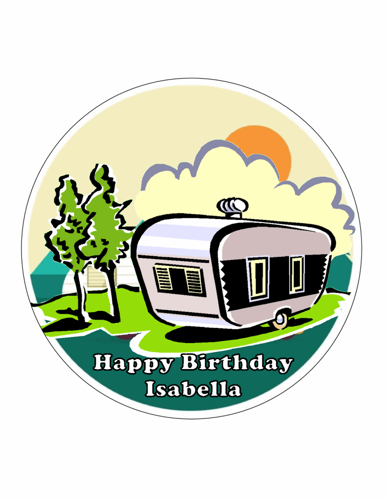 CARAVAN Birthday retro 7.5 PREMIUM Edible ICING Cake Topper DECORATION D1