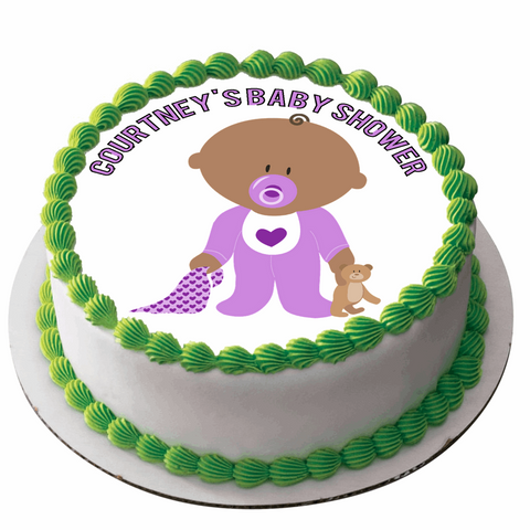 BABY SHOWER 7.5" ROUND ICING EDIBLE PREMIUM CAKE TOPPER 19CM DIAMETRE D6