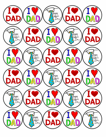 30 x FATHERS DAY EDIBLE 4CM FAIRY CUP CAKE TOPPERS D3