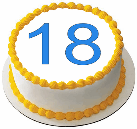 18th Happy Birthday 7.5" PREMIUM Edible ICING Cake Topper D2