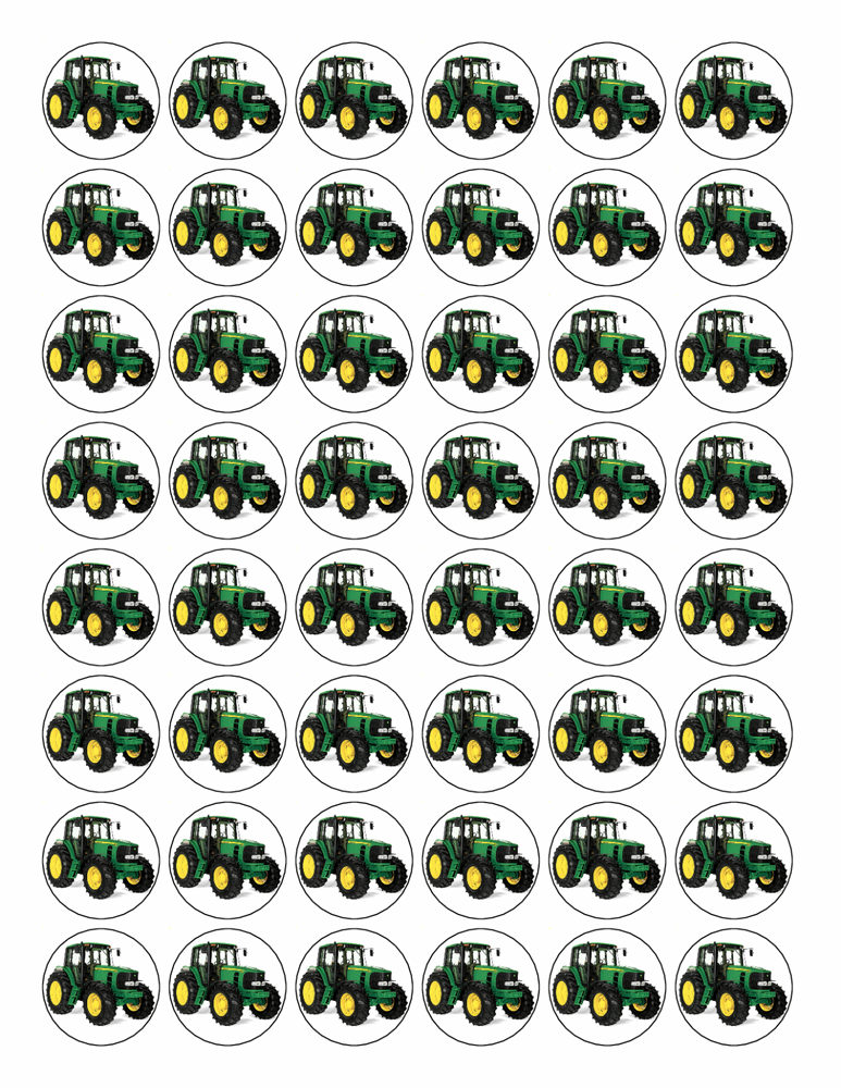 48x Tractor Premium Edible Rice Wafer Paper Cup Cake Toppers round fairy Farm D1