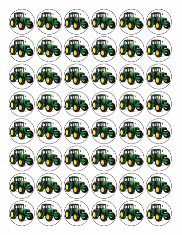 48x Tractor Premium Edible Rice Wafer Paper Cup Cake Toppers round fairy Farm D1