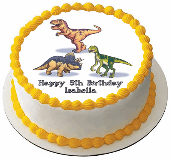 DINOSAURS 7.5 PREMIUM Edible ICING Cake Topper DINO KIDS DECORATION D4