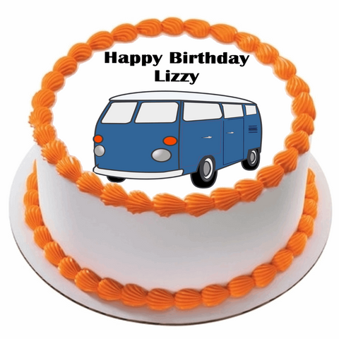 CAMPERVAN 7.5" ROUND ICING EDIBLE PREMIUM CAKE TOPPER 19CM DIAMETRE TRAVEL D1