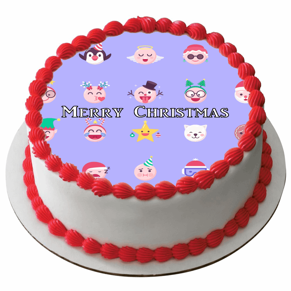 Edible Christmas Rice Paper Cake Topper Decoration 7.5" round D27