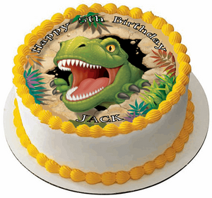 DINOSAUR T-REX 7.5" PREMIUM Edible ICING Cake Topper JURASSIC DINO PARK PARTY D2