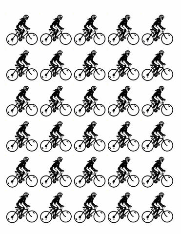 CYCLING 30 x 4cm PREMIUM EDIBLE ICING ROUND CUP CAKE TOPPERS BIKE FEMALE D4