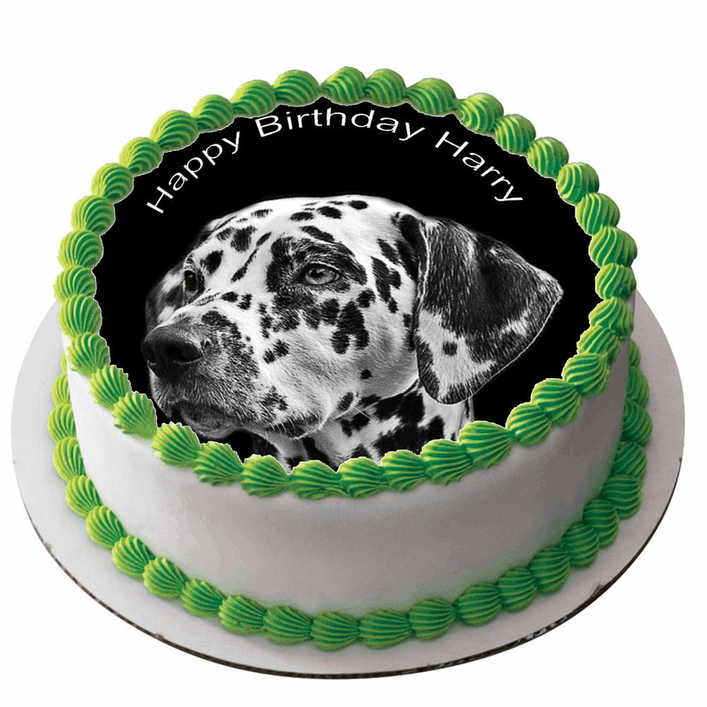 DALMATIAN DOG 7.5" ROUND ICING EDIBLE PREMIUM CAKE TOPPER 19CM DIAMETRE D1