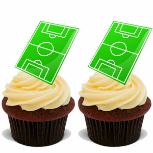 15x FOOTBALL PITCH PREMIUM EDIBLE STAND UP RICE WAFER CAKE TOPPERS BIRTHDAY D4