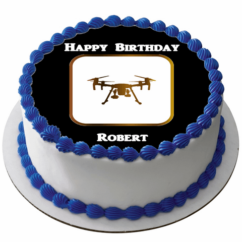 DRONE 7.5" ROUND RICE WAFER PAPER EDIBLE PREMIUM CAKE TOPPER D1