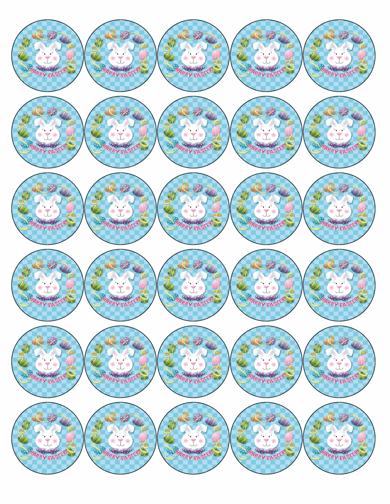 30 x PREMIUM HAPPY EASTER 4CM EDIBLE ICING CUP CAKE TOPPERS SUNDAY D1