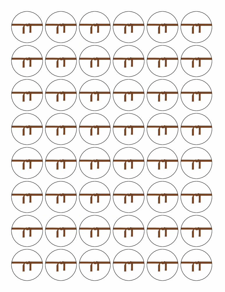 48 KARATE 30mm PREMIUM EDIBLE 3CM MARTIAL ART BROWN BELT CUPCAKE CAKE TOPPERS D3