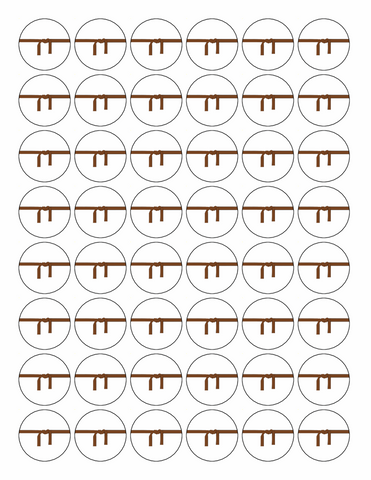 48 KARATE 30mm PREMIUM EDIBLE 3CM MARTIAL ART BROWN BELT CUPCAKE CAKE TOPPERS D3