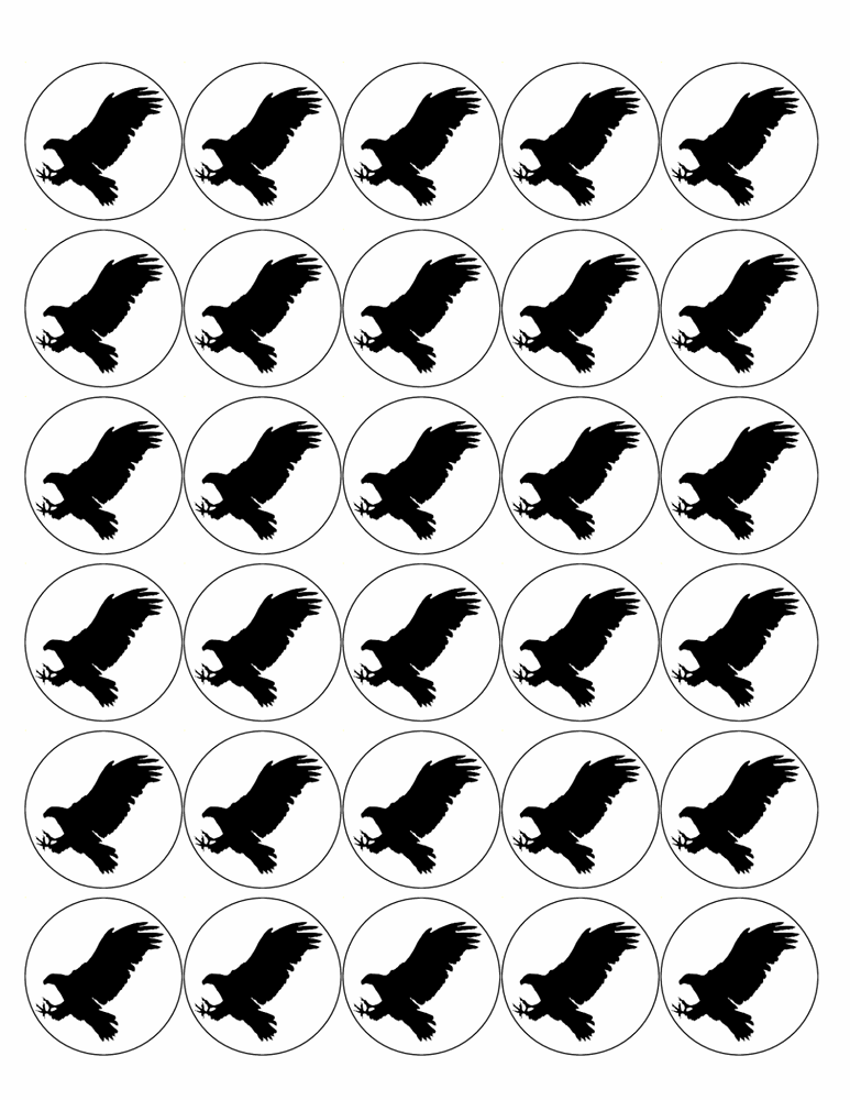 EAGLE SILHOUETTE 30 x 4cm PREMIUM EDIBLE ICING ROUND CUP CAKE TOPPERS D2