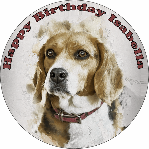 BEAGLE HOUND DOG 7.5" PREMIUM Edible ICING Cake Topper CANINE beagling D3