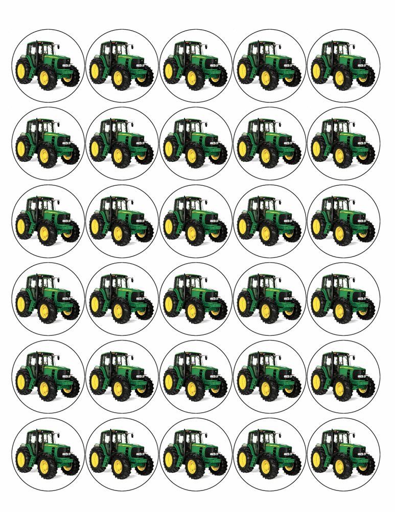 30x TRACTOR Premium Edible Rice Wafer Paper Cup Cake Toppers round fairy Farm D1