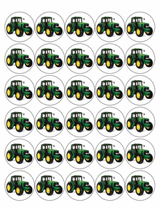 30x TRACTOR Premium Edible Rice Wafer Paper Cup Cake Toppers round fairy Farm D1