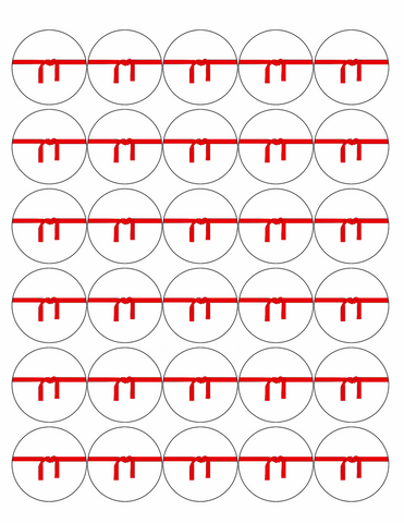 30 KARATE 40mm PREMIUM EDIBLE 4CM MARTIAL ART RED BELT CUPCAKE CAKE TOPPERS D2