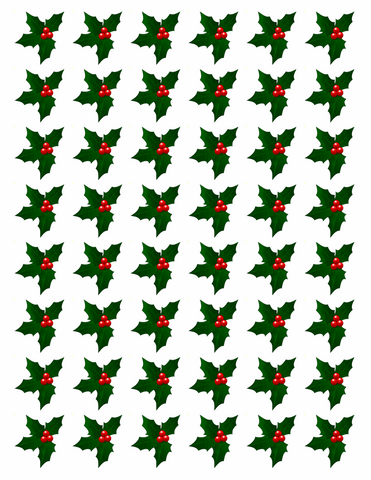 48 X HOLLY & BERRY LEAVES - CHRISTMAS - EDIBLE CUPCAKE CAKE TOPPERS D4