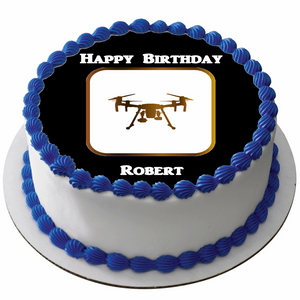 DRONE 7.5" ROUND ICING EDIBLE PREMIUM CAKE TOPPER 19CM DIAMETRE D1