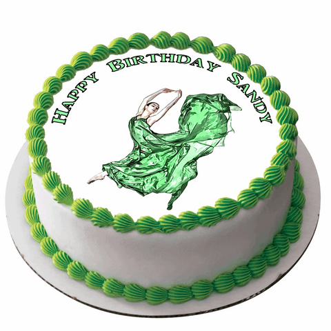 DANCING 7.5" ROUND ICING EDIBLE PREMIUM CAKE TOPPER 19CM DIAMETRE CONTEMPORY D2 - KraftyDesigns